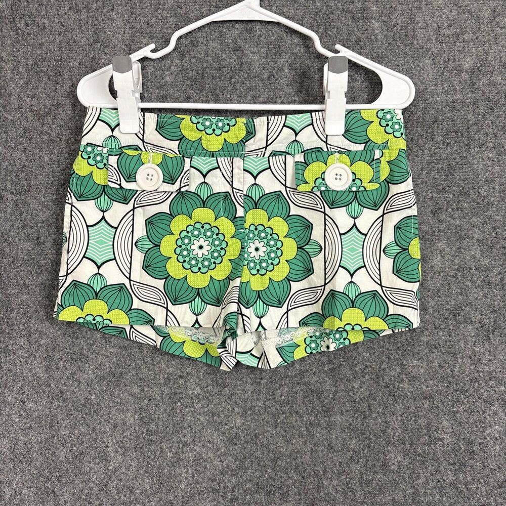 Tibi Shorts Womens Size 6 Green Retro Shortie Short Floral Designer 70's Boho